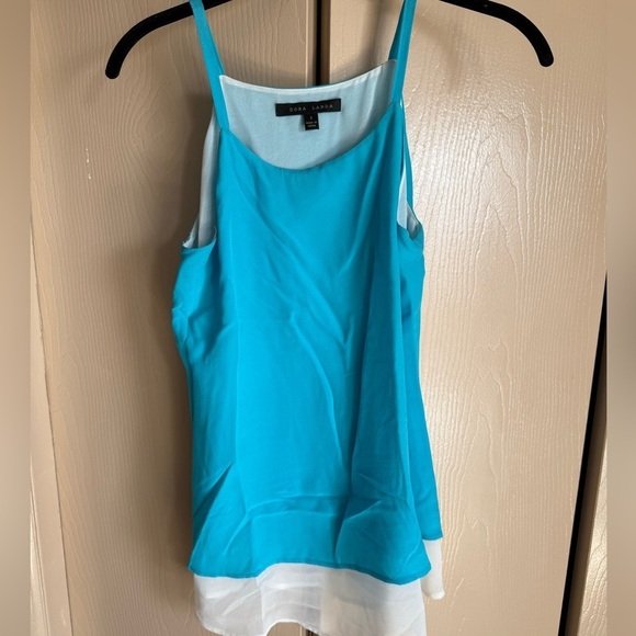 None Tops - Sky Blue and White Women's Top